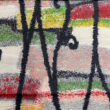 Abstract with Black Tendrils Vintage Meisen Kimono Silk Piece, 14" x 61" from Japan  #ZP-43