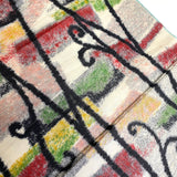 Abstract with Black Tendrils Vintage Meisen Kimono Silk Piece, 14" x 61" from Japan  #ZP-43