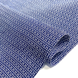 14" x 27" PIECE Indigo Blue Yukata, Tiny Rectangles Kimono Cotton Print from Japan #267-Rem