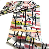 Abstract with Black Tendrils Vintage Meisen Kimono Silk Piece, 14" x 61" from Japan  #ZP-43