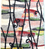 Abstract with Black Tendrils Vintage Meisen Kimono Silk Piece, 14" x 61" from Japan  #ZP-43