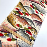 Hilltop Trees Vintage Meisen Kimono Silk Piece, 13.5" x 41" from Japan  #ZP-44