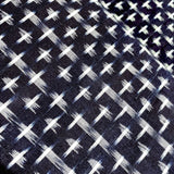 REMNANT Dark Navy/White Ikat Stars/Birds Cotton Handloom from India  3/4 Yard PIECE  #CHL-62