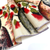 Hilltop Trees Vintage Meisen Kimono Silk Piece, 13.5" x 60" from Japan  #ZP-45