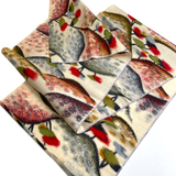 Hilltop Trees Vintage Meisen Kimono Silk Piece, 13.5" x 60" from Japan  #ZP-45