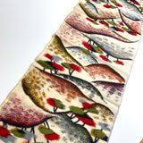 Hilltop Trees Vintage Meisen Kimono Silk Piece, 13.5" x 60" from Japan  #ZP-45