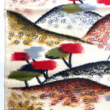 Hilltop Trees Vintage Meisen Kimono Silk Piece, 13.5" x 60" from Japan  #ZP-45