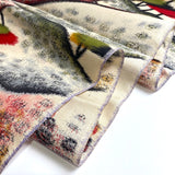 Hilltop Trees Vintage Meisen Kimono Silk Piece, 13.5" x 60" from Japan  #ZP-45