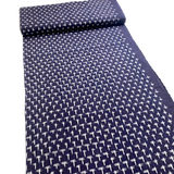 REMNANT Dark Navy/White Ikat Stars/Birds Cotton Handloom from India  3/4 Yard PIECE  #CHL-62