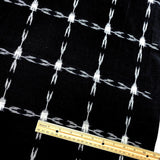 Black/White Ikat 4x5 Grid Cotton Handloom from India, By the Yard.  #CHL-22