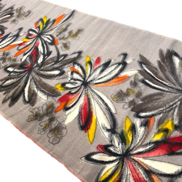 Bursting Vintage Meisen Kimono Silk Piece, 14" x 50" from Japan  #ZP-47