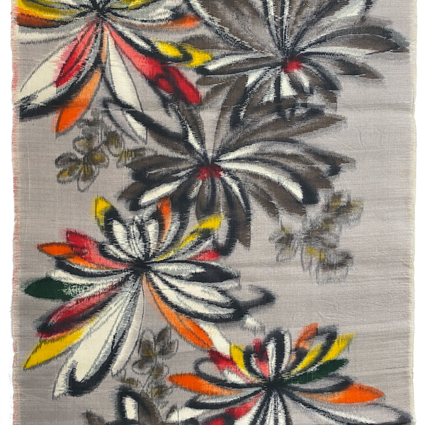 Bursting Vintage Meisen Kimono Silk Piece, 14" x 50" from Japan  #ZP-47
