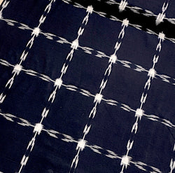 Black/White Ikat 4x5 Grid Cotton Handloom from India, By the Yard.  #CHL-22
