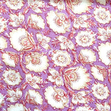 Remnant, Spring Celebration Lilac-Purple/White Floral Cotton Print from India, 1 Yard Piece #LB-38