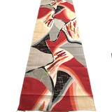 Wild Abstract Array with Tweed, Vintage Meisen Kimono Silk Piece, 14" x 41" from Japan  #ZP-48