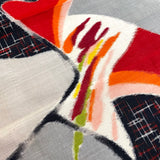 Wild Abstract Array with Tweed, Vintage Meisen Kimono Silk Piece, 14" x 41" from Japan  #ZP-48