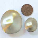 Asymmetrical Silver-Gold Flying Saucer, Smaller, 7/8" /23mm Oval-ish Metal Button #SK-943