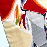 Wild Abstract Array with Tweed, Vintage Meisen Kimono Silk Piece, 14" x 41" from Japan  #ZP-48