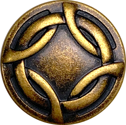 Woven Rim, 3/4" Shank Back Button, Antique Brass Color 19mm, Pack of THREE buttons  #SWC-168