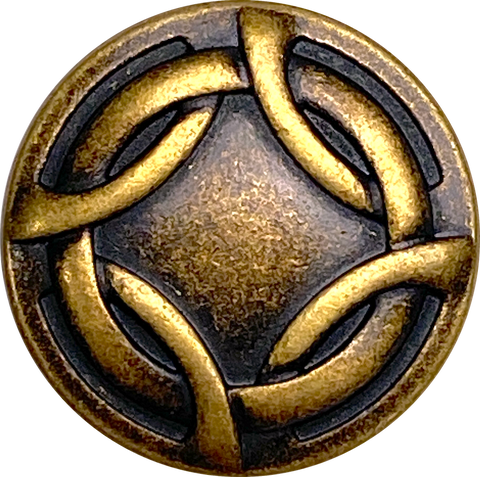 Woven Rim, 3/4" Shank Back Button, Antique Brass Color 19mm, Pack of THREE buttons  #SWC-168