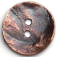 Re-Stocked, Ancient Treasure 11/16" Gray/Copper "Primitive" Bronze-Dipped Greek Metal 2-Hole Button 17mm,  #L-698