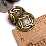 Woven Rim, 3/4" Shank Back Button, Antique Brass Color 19mm, Pack of THREE buttons  #SWC-168
