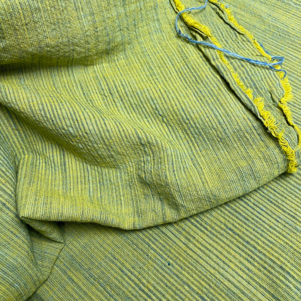 Remnant, Key Lime Rustic Stripe WASHED Yarn-Dyed Cotton from India, 44" Wide, 2.5 Yard PIECE #CHL-142