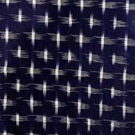 REMNANT Dark Navy/White Ikat Stars/Birds Cotton Handloom from India  3/4 Yard PIECE  #CHL-62