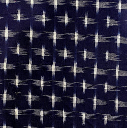 REMNANT Dark Navy/White Ikat Stars/Birds Cotton Handloom from India  3/4 Yard PIECE  #CHL-62