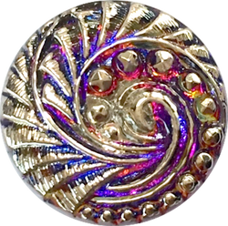 Purple + Silver Swirl Volcano Czech Glass Button 18mm/ 3/4"  # CZ 258