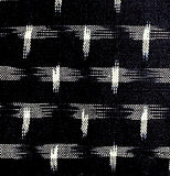 REMNANT Dark Navy/White Ikat Stars/Birds Cotton Handloom from India  3/4 Yard PIECE  #CHL-62