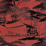 Rose-Mauve with Sumi-e? Vintage Kimono Silk From Japan, All Narrow Pieces Still Stitched:  #1219