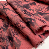 Rose-Mauve with Sumi-e? Vintage Kimono Silk From Japan, 3.5 yard piece: 14" x 126"  #1219