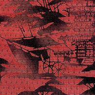 Rose-Mauve with Sumi-e? Vintage Kimono Silk From Japan 14" x 48"  #1219