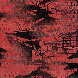 Rose-Mauve with Sumi-e? Vintage Kimono Silk From Japan 14" x 48"  #1219