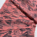 Rose-Mauve with Sumi-e? Vintage Kimono Silk From Japan, All Narrow Pieces Still Stitched:  #1219