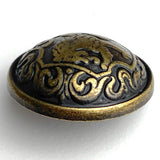 Lion Crest Antique Brass Domed 13/16" / 20mm Shank Back Metal Button # SK-925