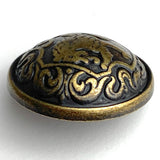 Lion Crest Antique Brass Domed 1/2" / 14mm Shank Back Metal Button # SK-926