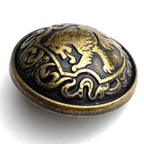 Lion Crest Antique Brass Domed 7/8" / 23mm Shank Back Metal Button # SK-924
