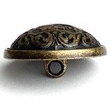 Lion Crest Antique Brass Domed 7/8" / 23mm Shank Back Metal Button # SK-924