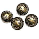 Lion Crest Antique Brass Domed 7/8" / 23mm Shank Back Metal Button # SK-924