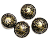 Lion Crest Antique Brass Domed 13/16" / 20mm Shank Back Metal Button # SK-925