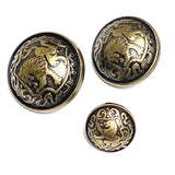 Lion Crest Antique Brass Domed 13/16" / 20mm Shank Back Metal Button # SK-925