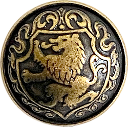 Lion Crest Antique Brass Domed 7/8" / 23mm Shank Back Metal Button # SK-924