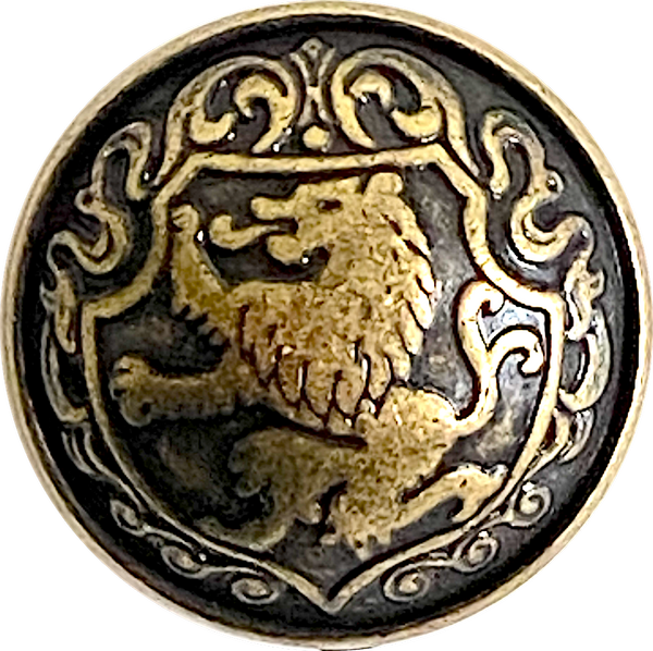 SALE Lion Crest Antique Brass Domed 7/8" / 23mm Shank Back Metal Button, Pack of TWO # SK-924