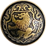Lion Crest Antique Brass Domed 7/8" / 23mm Shank Back Metal Button # SK-924