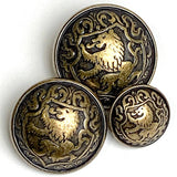 Lion Crest Antique Brass Domed 13/16" / 20mm Shank Back Metal Button # SK-925