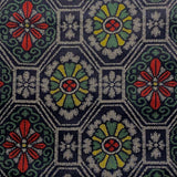 Hexagons/Flowers Black/Gray/Green/Gold/Red Ikat Vintage Kimono Silk from Japan By the Yard #317