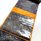 Hexagons/Flowers Black/Gray/Green/Gold/Red Ikat Vintage Kimono Silk from Japan By the Yard #317