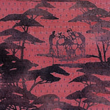 Rose-Mauve with Sumi-e? Forest, Vintage Kimono Silk From Japan 14" x 48"  #1219